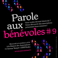 affiche de notre 9ème animation PAROLE AUX BENEVOLES du 26 octobre 2016